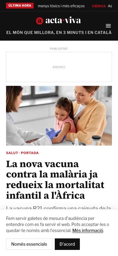 Acta Viva, vista móvil